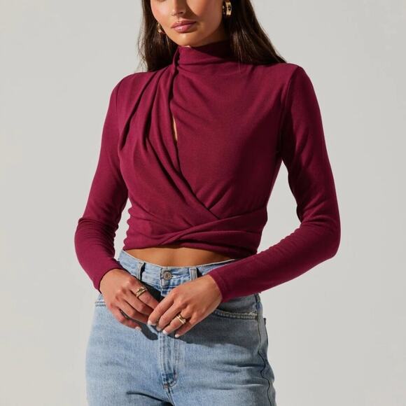 Astr Tops - ASTR The Label Asymmetrical Pleated Cut Out Top Size Medium NWOT $58 MSRP